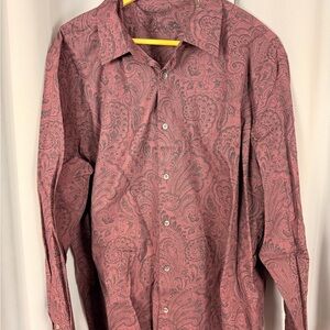 Tasso Elba Men's Paisley Button-Up Shirt - Mauve with Gray Pattern